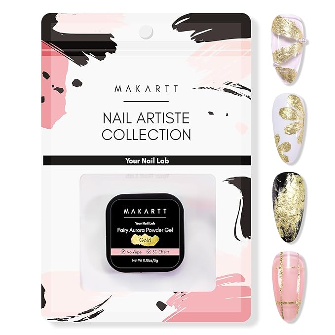 Makartt 3D Sculpting Gel for Nail Art: No Wipe UV Texture Gel, 5g Gold Fairy Aurora Powder Glitter Mud for Nails & Charms