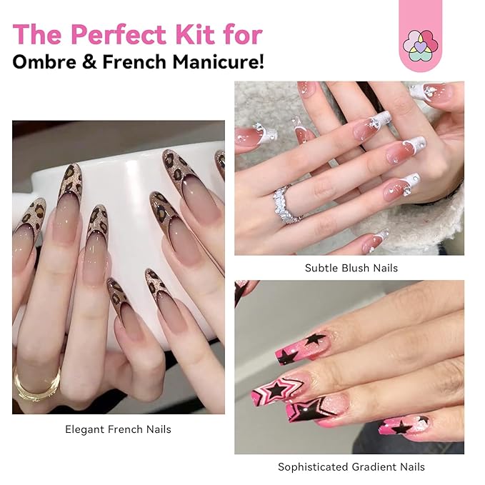 SAVILAND Ombre Gel Nail Polish Kit: 6 Colors Painting Gel with Nail Sponges Gradient Blush Effect Solid Gels Polish French Tip Tools Nail Art Design Cream Gels Nail Polish for Salon & Home DIY