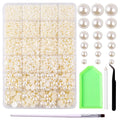 7460Pcs Creamy White Pearls Rhinestones, Flatback Pearls for Crafts Tumblers Shoes Nails Face Art, Assorted Size 3/4/5/6/8/10mm Craft Half Pearls（Creamy White）