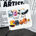 Handmade Press on Nails Short Square Fake Nails with Design Handmade Cute Cartoon Ghost Pumpkin Bat Glue on Nail Glitter False Nails Full Cover Thick Acrylic Halloween Nail for Women（Size S)