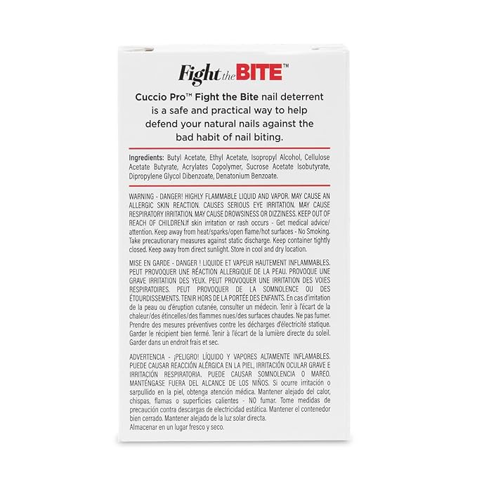 Cuccio Fight The Bite - Clear No Bite Nail Polish for Women & Men - Bitter Nail Polish to Deter Nail Biting - Promote Healthy Nail Growth - 0.50 Fl. Oz.