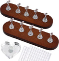 Wooden Stand for Nails Art Display Practice 2 Set, 1 Heart Shaped Acrylic Magnetic Nail Stand, Fake Nail Holder with 200 Pieces Double-sided Tape, For Home DIY Salon Supplies (Walnut, Large)
