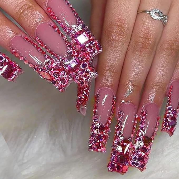 14 Types of 700 Rose Pink Diamonds + 2100 Flat Rhinestones Mix 20 Styles Flatback DIY Crafts Rhinestone Crystals 3D Ornament‌s Flat Back Stones Set + Tweezers + Drill Pen