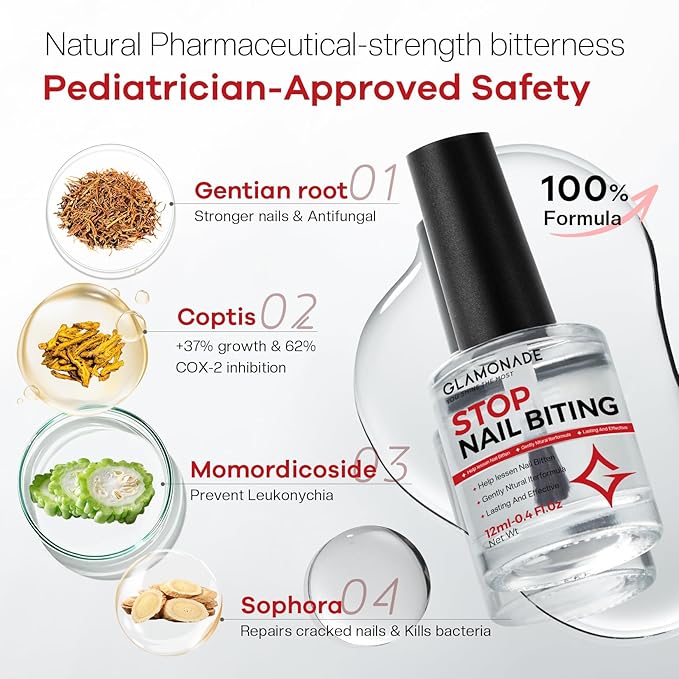 Nail Biting Prevention For Kids: 12ml Extra Strong Nail Biting Treatment Anti Toddler Thumb Sucking Deterrent Stopper Nail Repair for Damaged Nails 48H Long Lasting Matte Odorless Onychophagy Relief