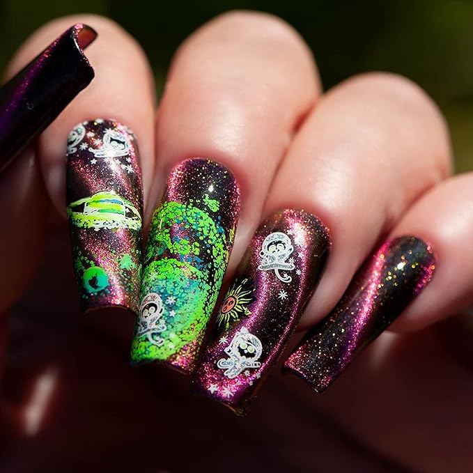 Whats Up Nails - B068 Totally Spaced Out Stamping Plate for Nail Art Design