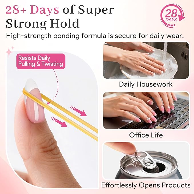 Nail Glue for Press on Nails 5g*5Pcs, Super Strong Quick Drying Semi Solid Glue On Nails, Press on Semi-Solid Gel for Nail Tips & Acrylic Fake Nails, No UV Light Needed, Long Lasting 28+ Days