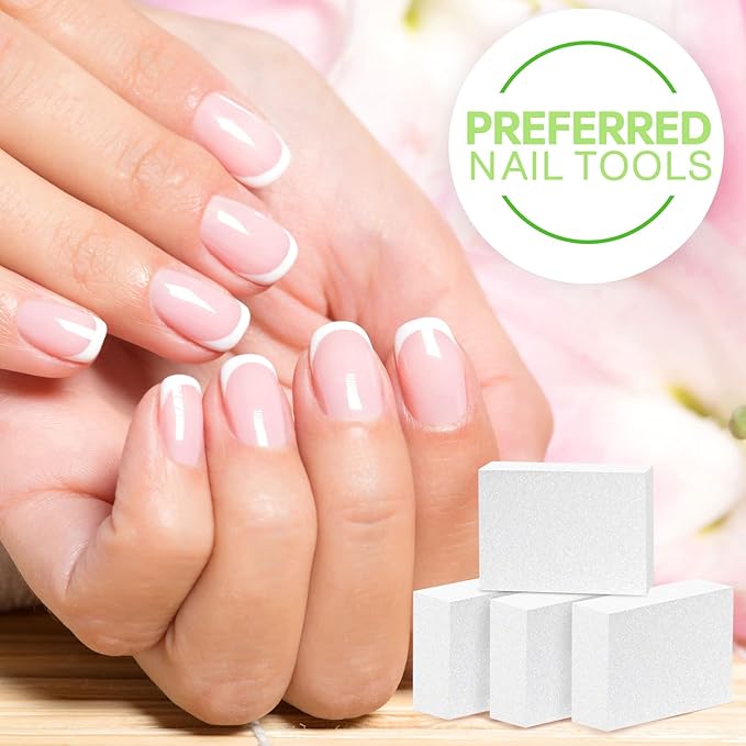 Maryton Mini Nail Buffer Blocks - 100/120 Grit Professional Salon White Buffers - Buff Nails Prior to Application of Gel Polish, Acrylic, 50 Count