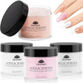 EBANKU Acrylic Powder Set 4 Colors Acrylic Nail Powder Nude Pink White Clear Acrylic Powder for Acrylic Nail Extension Nail Carving, Long-Lasting, No Nail Lamp Needed, Large Capacity 4.23oz*4