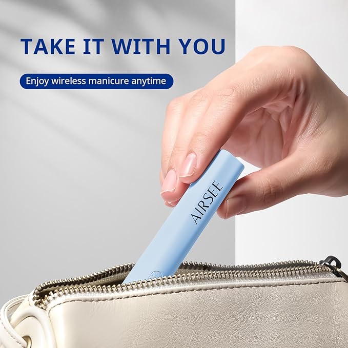 AIRSEE Mini Handheld UV Light,Portable Rechargeable Nail Lamps,2 Timers for Fast Nail Extension,Rhinestone Glue Decoration,Gel Strips at Home,Travel(Blue)