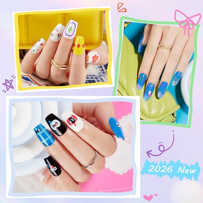 Nail Art Markers for Kids: 0.5MM Fine Tip Vibrant Nail Polish Pens Non Toxic Set for Painting Decorate Nails Graffiti Pens DIY Salon Design & Quick Dry Hours of Fun Girls Safe Manicure Gift