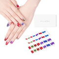 DANNI & TONI Semi Cured Gel Nail Strips Watercolor Multicolored Gel Nail Polish Stickers Red Purple Blue Green Nail Wraps 28 Stickers | Celestial Flow