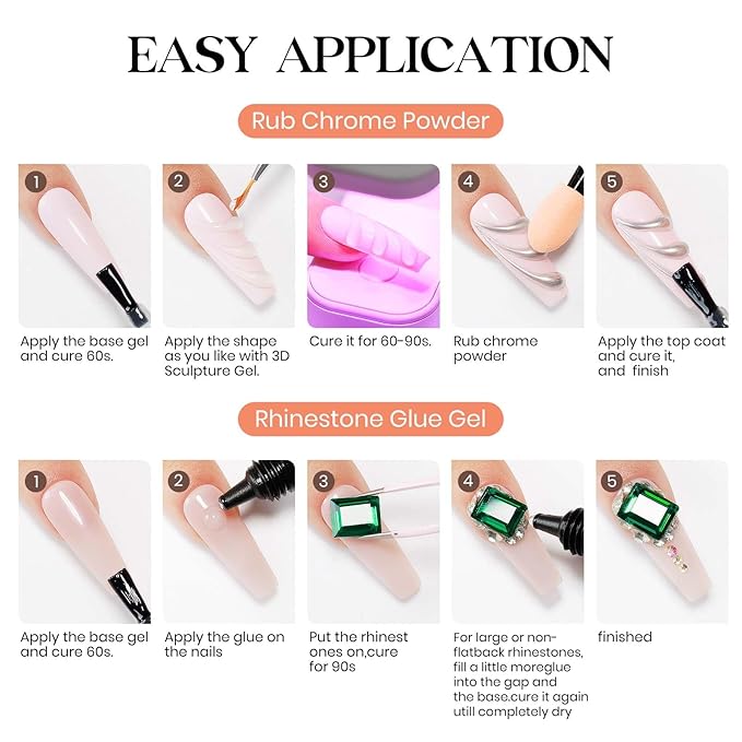 MIZHSE 3D Painting Gel and Rhinestone Glue for Nails, Clear 3D Nail Gel 3D Sculpting Gels U V LED Nail Charm Glue Salon Art Home DIY