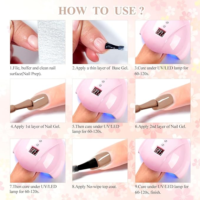 MTSSII Gel Nail Polish Set - 8 Colors Nude Gel Polish All Seasons Skin Tones Pink Neutral Brown Gel Polish Kit Soak Off LED Gel Nail Kit Manicure DIY Home