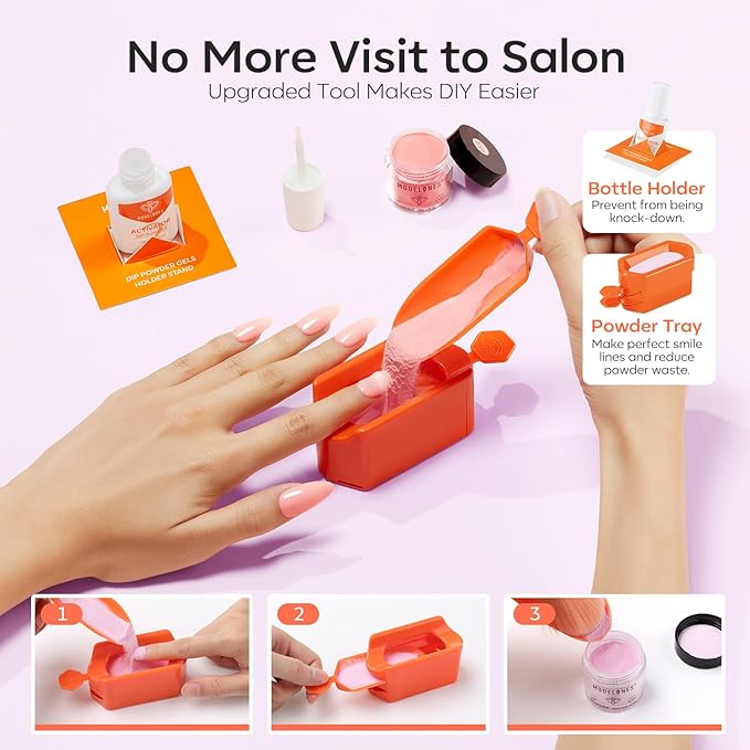 Modelones Dip Powder Nail Kit Starter, 20 Colors Summer Pink Green Purple Red Clear Dipping Powder Liquid Set Base&Top Activator for French Nail Art Salon DIY Manicure Kit