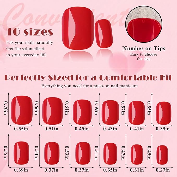 AddFavor Square Press on Nails, 576pcs Short Round Square Fake Nails Full Cover Glossy Short Nails Press on Acrylic False Nail Tips 24 Colors for Kids Women