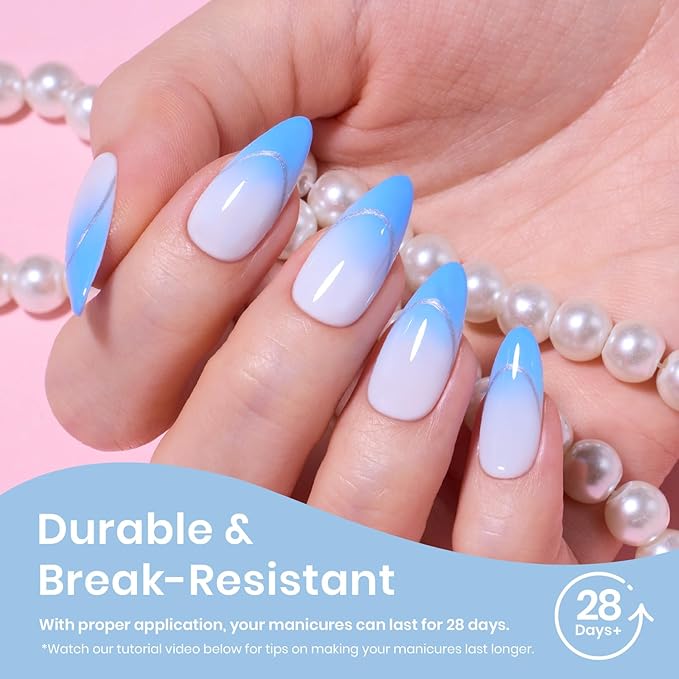 Beetles Gel Nail Tips Etch-X - Almond Medium, 576pcs 12 Sizes, Pre-Etched Half Matte Full Cover Soft Acrylic False Nail Tips Clear Press on Easy DIY Extension Salon Gift for Women