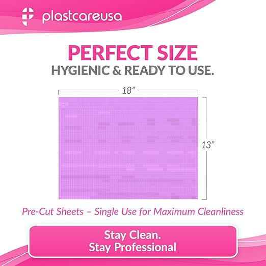 Disposable Nail Mats 50 Pcs - Salon Paper Towel and Table Cover for Nail Tech - 3 Ply Waterproof Manicure Prep Pads - Acrylic Art Supplies and Accessories (Purple)