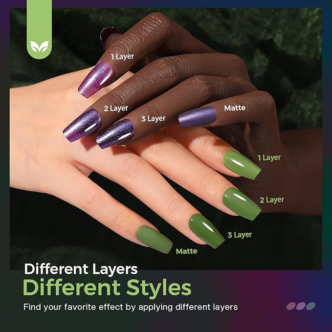 Morovan Dark Nail Polish Set: Glitter Green Dark Red Black Hot Pink Brown Shimmer Fingernail Polish Kit Air Quick Dry Nail Pack Winter Christmas Nail Art Manicure Gift Holiday Party for Women Girls