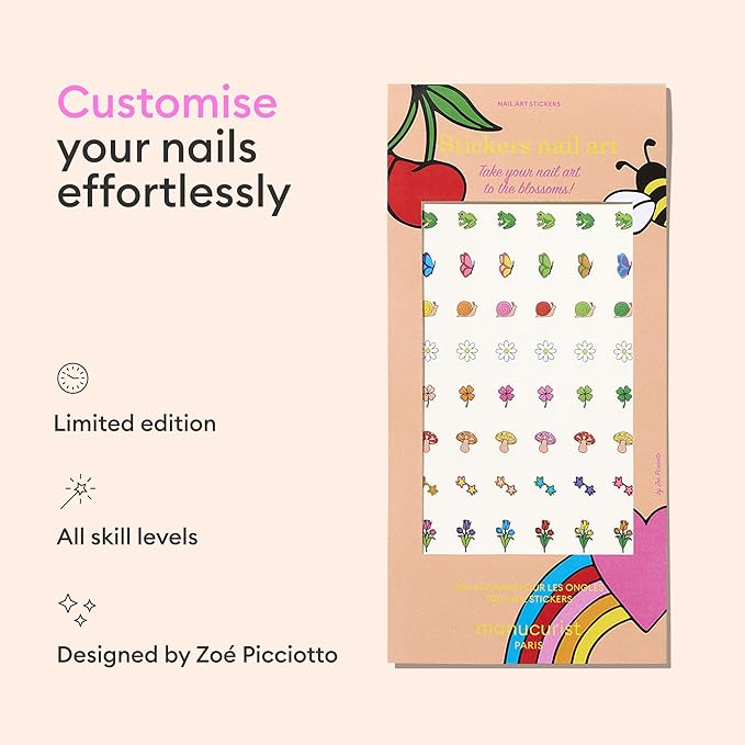 Manucurist Nail Art Stickers Summer - 3 Sheets Self-Adhesive Nail Decals for Salon-Quality Manicures - Nail stickers for Nail Art - Easy & Quick DIY Application -Colorful Summer Fruit & Flower Designs