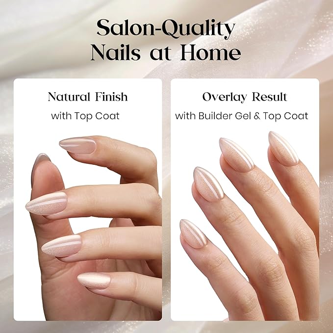 Beetles Motion Glow Nail Tips, Cat Eye Short Almond Nail Tips Set, Full Cover Fake Nail Tips Soft Nail Gel Extensions for Nail Art, 160PCS 16 Sizes, Salon Quality Look DIY Manicure Honey Glow