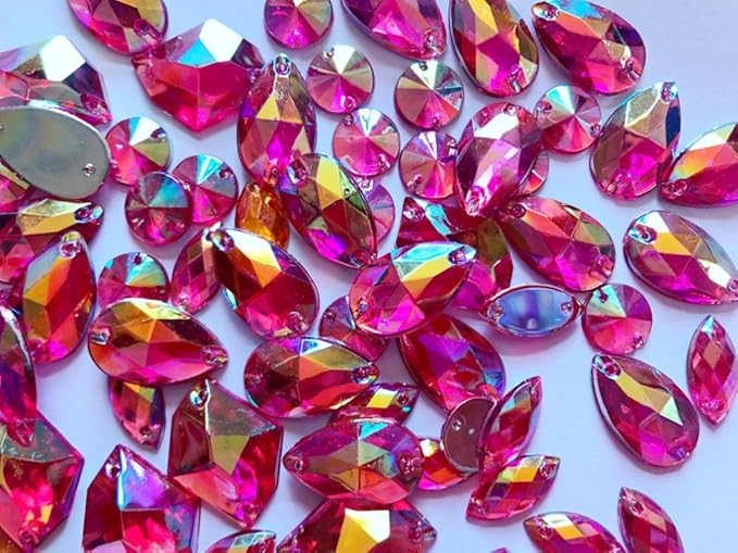 300pcs Mixed Shape Size deep Blue Crystal sew on Rhinestones Acryl Loose Beads Hand Sewing Strass