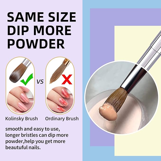 100% Kolinsky Acrylic Nail Brush Size 8,3D Nail Brushes for Acrylic Application Pure Handmade Round Shape,Professional Nail Art Brush Manicure for Women (#8)