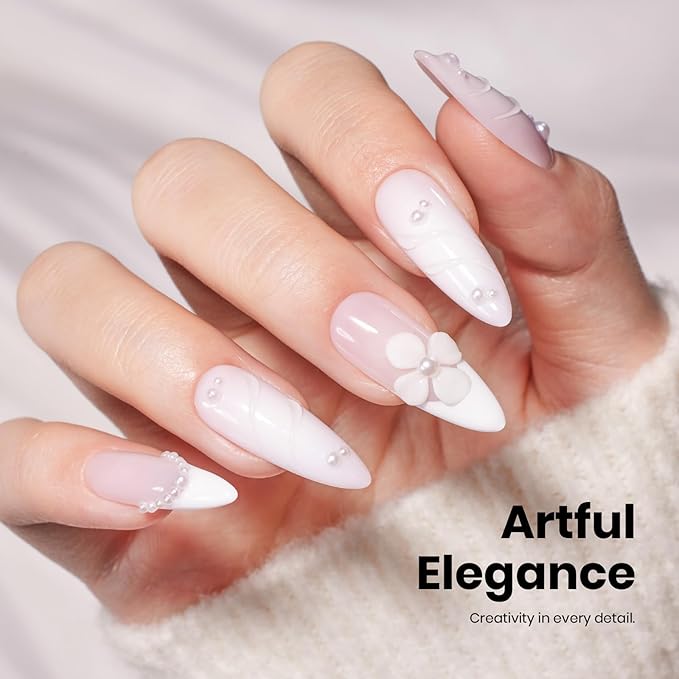 Beetles White Gel Nail Polish - FrostedWhite 15ML/0.51Fl Oz, Milky White Gel Polish, Same Color Same Bottle STAY SHINING, Soak Off UV LED Lamp French Nails Art, Manicure Salon DIY Home White Nails