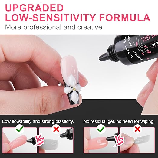 MEKK 3D Nail Gel,15g Sculpting Gel for Nail Art,No Wipe Clear Glue Designs,Molding,and Decoration,Nail Art Glue for Building,Carving,and Creating Intricate DIY