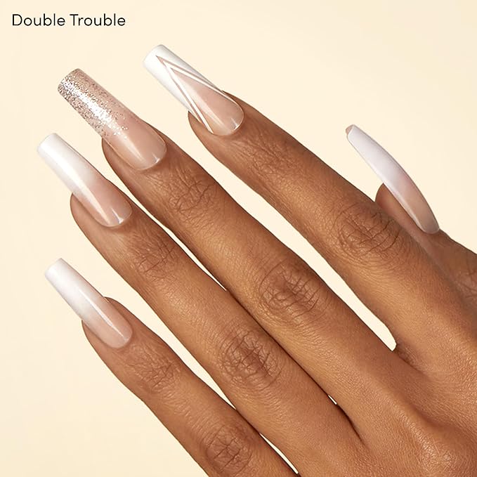 Dashing Diva Nailbliss Gel Manicure Bundle - French V Collection - Salon Quality, Easy to Apply and Chip Resistant - Contains 2 Sets of 30 Extra-Long Length, Square Shaped, Glue On Gel Nails