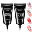 Makartt Nail Rhinestone Glue Gel Set: 60g 3D Super Strong No Wipe Nail Glue for Charms Gems Crystals Beads Decorations Gem Grip Glue DIY Beginners & Salon UV Lamp Needed (2PCS Low & Medium Viscosity)