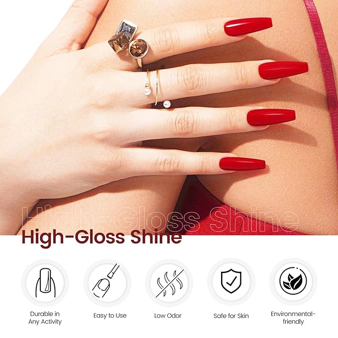 JODSONE 16.5ml Gel Nail Polish Red Gel Polish Manicure LED UV Soak Off Curing for Home Salon Nail Art DIY Lady Red Polish