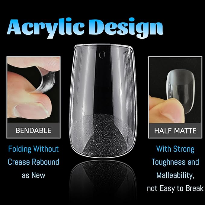 240pc Square Gel Nail Tips Short Fake Nails for Press on Nails Clear Acrylic Nails Tips, 12 Sizes Full Cover Nail tips Square Soft Gel Nail Tips False Nails Extension Artificial Fingernail