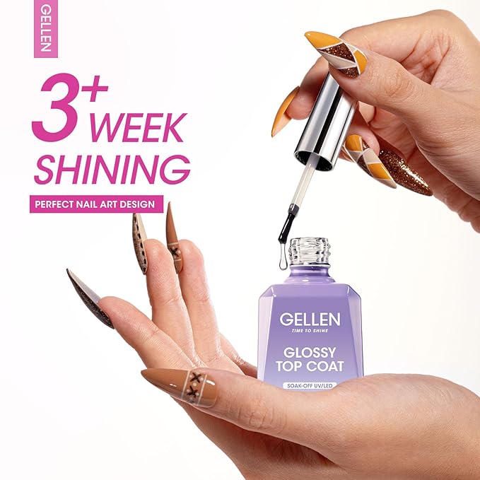 GELLEN Builder Nail Gel with Gel Top Coat Base Coat, 3 Pcs 18ml Top Coat Nail Polish Set, Soak Off Hard Builder in A Bottle for Nail Extension Strengthen Manicure Salon at Home