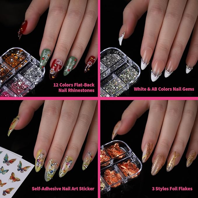 FANDAMEI Acrylic Nail Kit, Nail Art Kit, Nail Art Tools With Acrylic Nail Tips For Beginner, Nail Art Supplies For DIY , Nail Studio