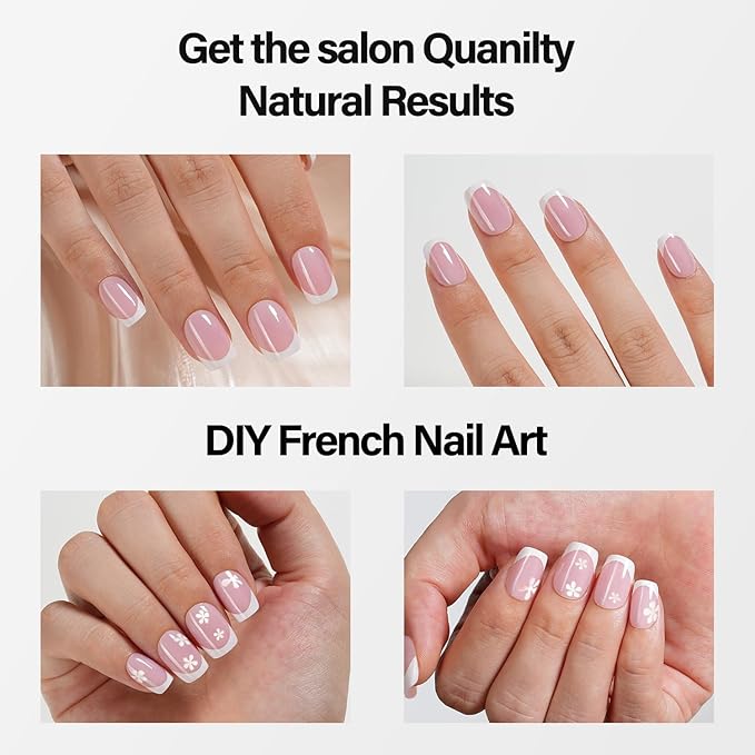 Vansiho Pink French Gel Nail Tips, Short Round Soft Gel Nail Tips, French Tips Press on Nails, 150 Pcs Box of DIY False Nails, 15 Sizes