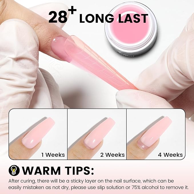 50g Builder Gel for Nails, Long-Lasting Soak-Off Nail Extension Gel for Beginners & DIY Home Salon Manicure(YMH15-Pink Apricot Nude)