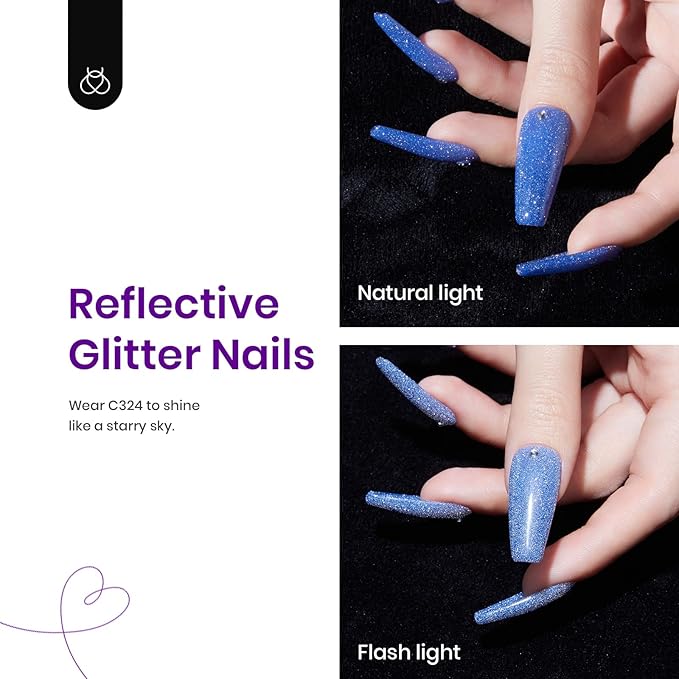 Beetles Color Changing Gel Nail Polish Set - 6 Colors Pink Red Glitter Blue Purple Mood Temperature Change Nail Polish Gel Set Soak Off Nail Art Gel DIY Salon Manicure Gift for Women