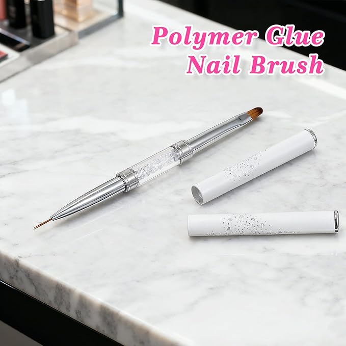 Dual Ended Nail Art Brushes Resin Palette Set Hard Gel French Tip Nail Drawing Liner Brush with Nail Polish Mixing Palettes Display Board Cosmetic Mixing Tools for Makeup Salon DIY Design Use