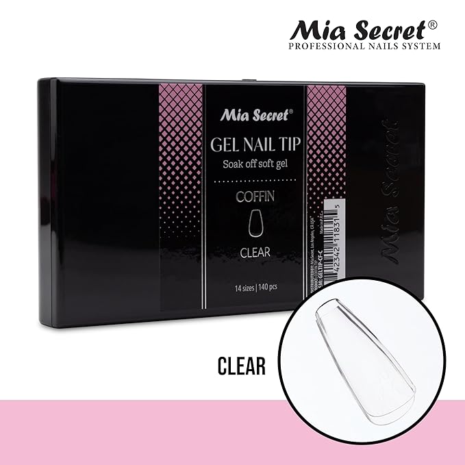 Mia Secret Soak off CLEAR Soft Gel Nail Tip MADE IN USA for Salon and DIY (Clear 140 Tips, Coffin)