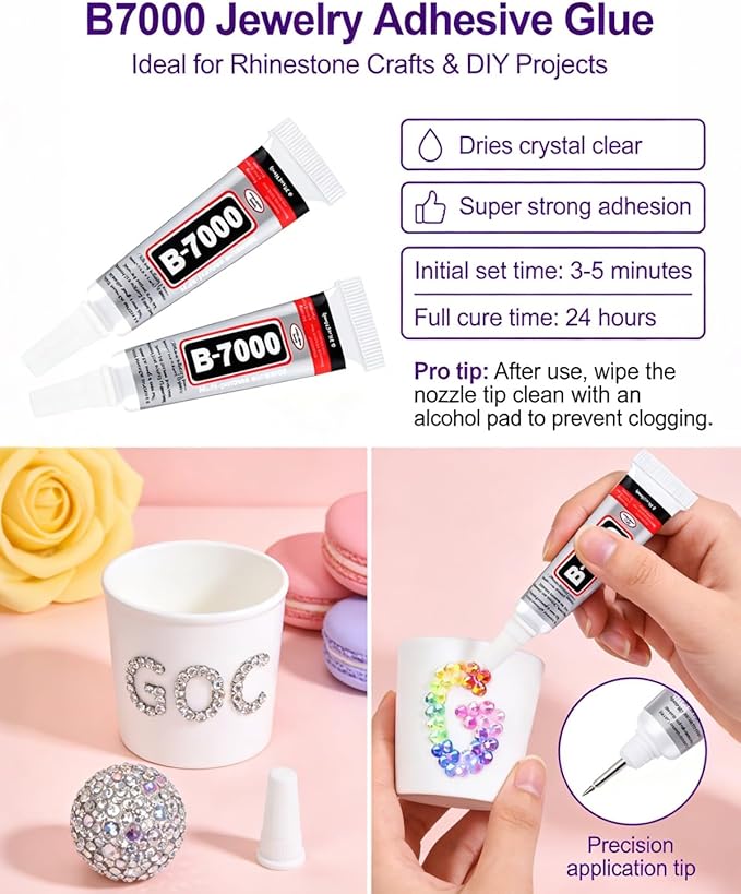 Bedazzling Kit with Rhinestones and Gems, Resin Flatback Crystals with Glue and Tools for DIY Crafts, Colorful Jelly Beads and Stones Set for Nail Art, Clothes and Accessories