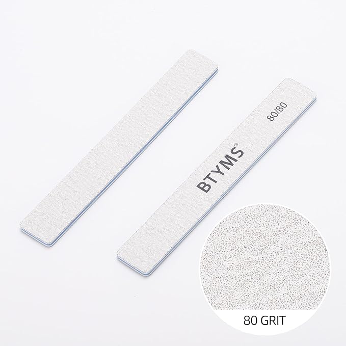 100 Count 80/80 Grit Rectangle Nail Files Reusable Coarse Nail File Double Sided Emery Boards Manicure Tools for Acrylic Nails