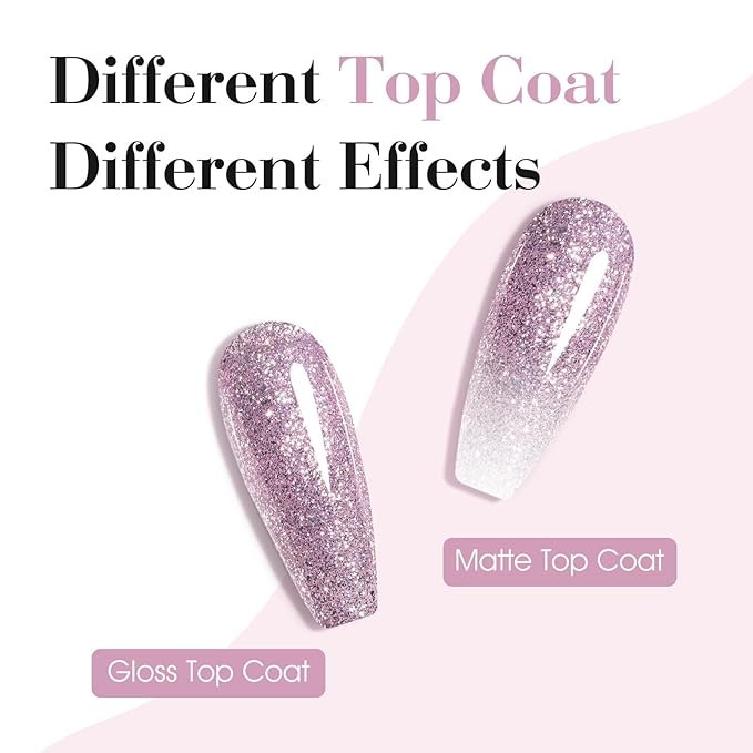 CANNI Glitter Purple Gel Nail Polish, 1Pcs Purple Sparkly Gel Polish Shiny Glitter Color Soak Off U V Nail Manicure Salon DIY at Home