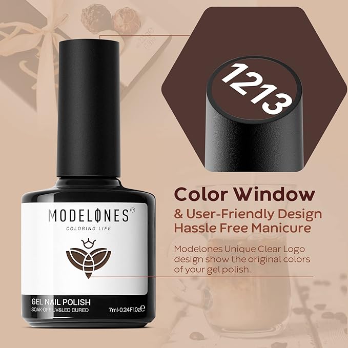 modelones Gel Nail Polish Set - 6 Colors Winter Fall Skin Tone Nude Gel Polish Brown Beige Khaki Nail Gel Polish Set Neutral All Skin Tones Soak Off French Nail Art Manicure DIY Home Salon Gift