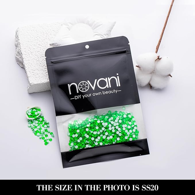 Novani 3000 Pieces Flatback Rhinestones Glass Round Gems Neon-Green Crystals for Nail Art DIY Crafts Clothes Shoes,SS20,4.6-4.8mm