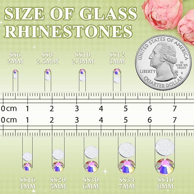 3000PCS SS8/2.5mm Crystal Rhinestones (Crystal AB), Bedazzling Flatback Glass Rhinestones for Crafting, Gems Diomand Charms for Tumbler Shoes Clothing Mugs Nail Art