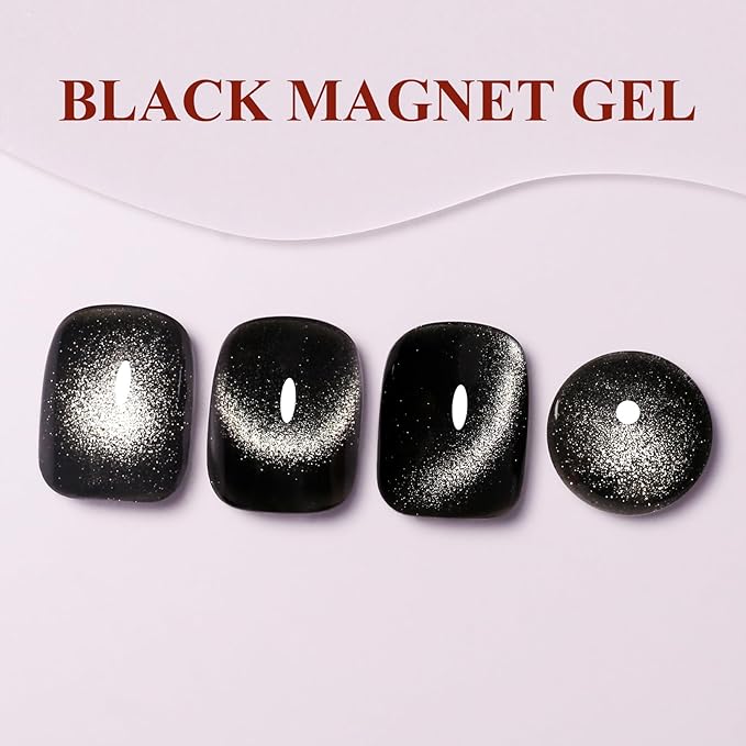 Cat Eye Gel Nail Polish,15ML Black Magnetic Gel Polish Spring Summer Glitter Diamond Shimmer Sparkle Soak off UV LED Light for Nail Art DIY