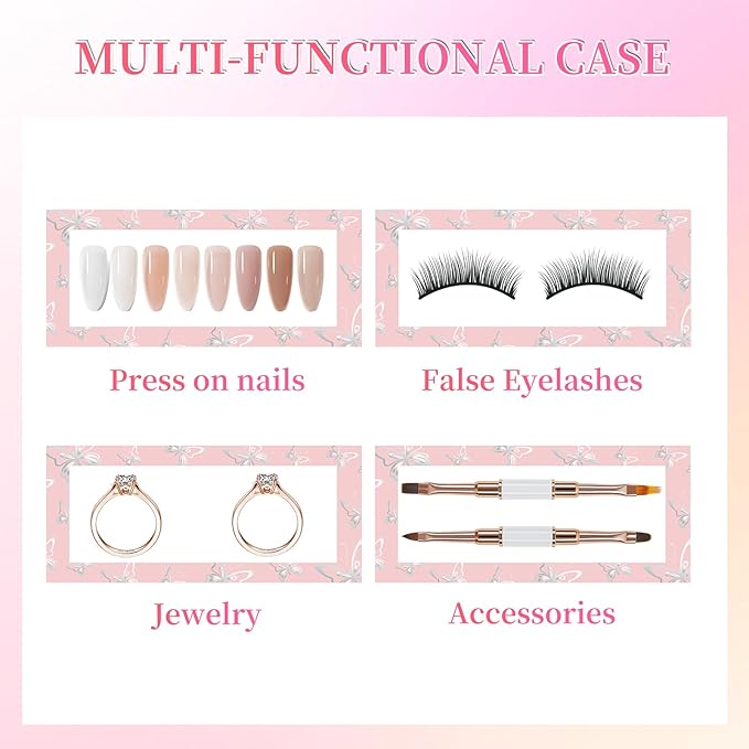 ANGNYA 72PCS Empty Press On Nail Packaging Box Contains 35PCS Butterfly Press On Nail Boxes, 35PCS White Display Cards, 2PCS Double Sided Tapes, Nail Tip Storage Case for Press-on Nail Business