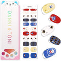 DANNI & TONI Kids Gel Nail Strips Bunny Poker Red Blue Salon-Quality Peel & Stick Manicure for Children (Age 6+)– Safe, Long-Lasting, Easy to Apply |Royal Sip