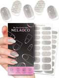 Nail Polish Strips – 32PCS UV Free Salon Quality Wraps, Long Lasting Gel Nail Stickers for Women (Snow Bloom)