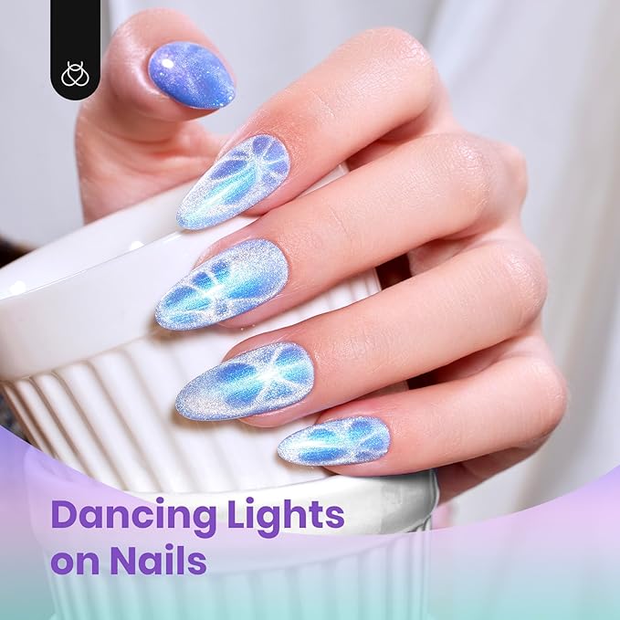 Beetles Prismatic Mirage Cat Eye Gel Nail Polish Set - 6 Colors Spring Cat Eye Gel Polish Kit Green Pink Blue Purple with Magnet Soak Off UV Salon Nail Art Manicure Gift for Women